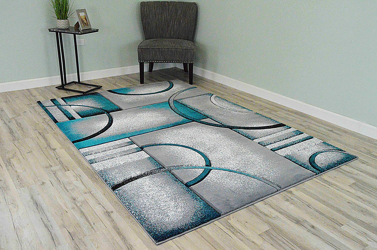 Premium Area Rug 4614 Turquoise