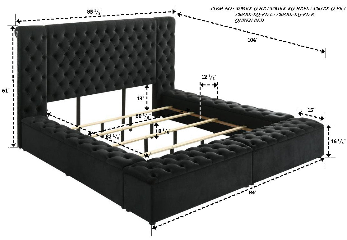 Liliana Black Bed Frame Queen bed