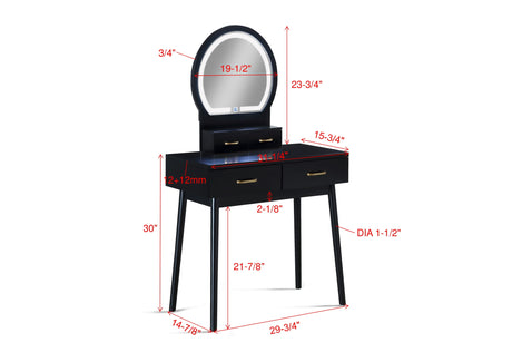 Cecilia Vanity Table & Stool-Black
