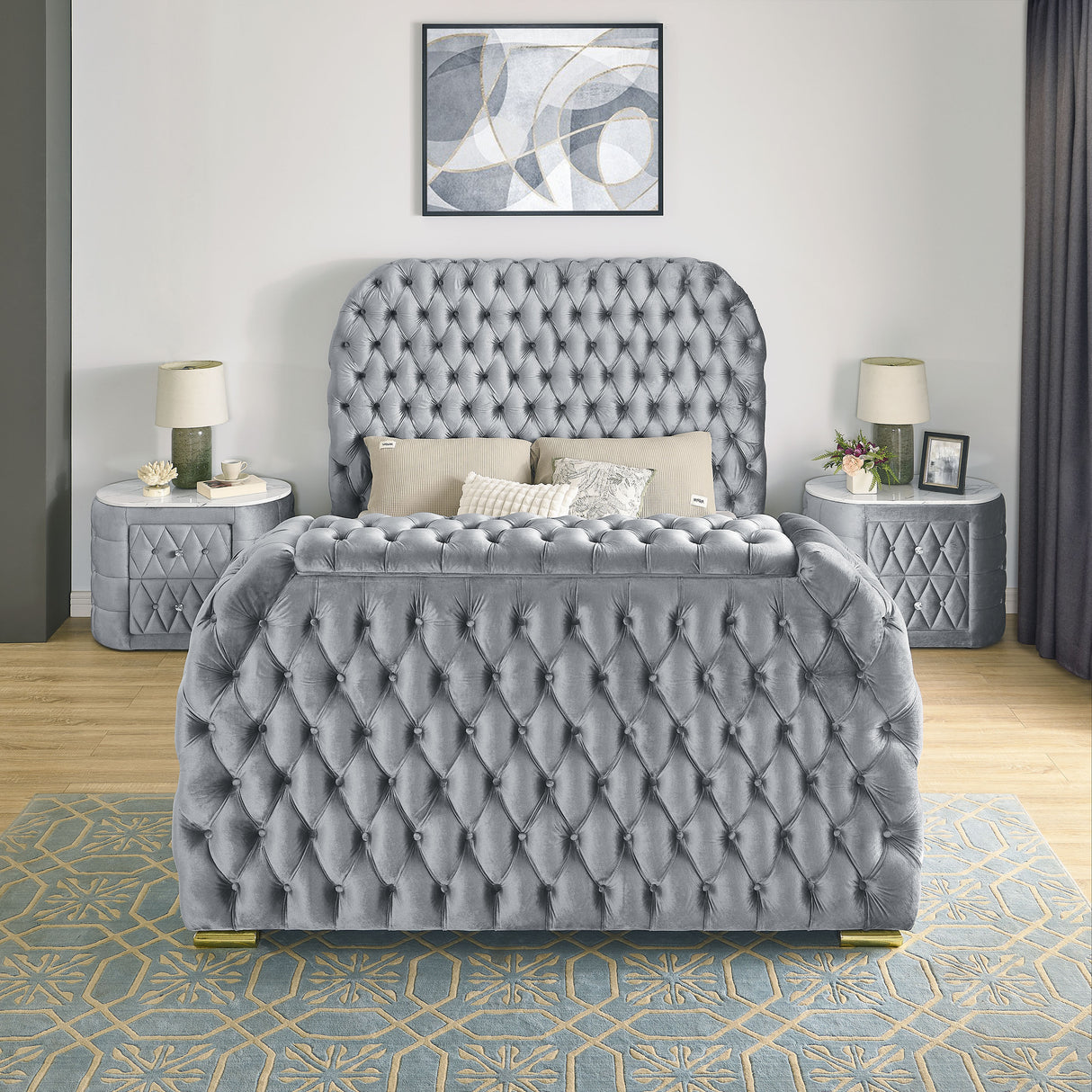 Natalia Grey Queen Bed