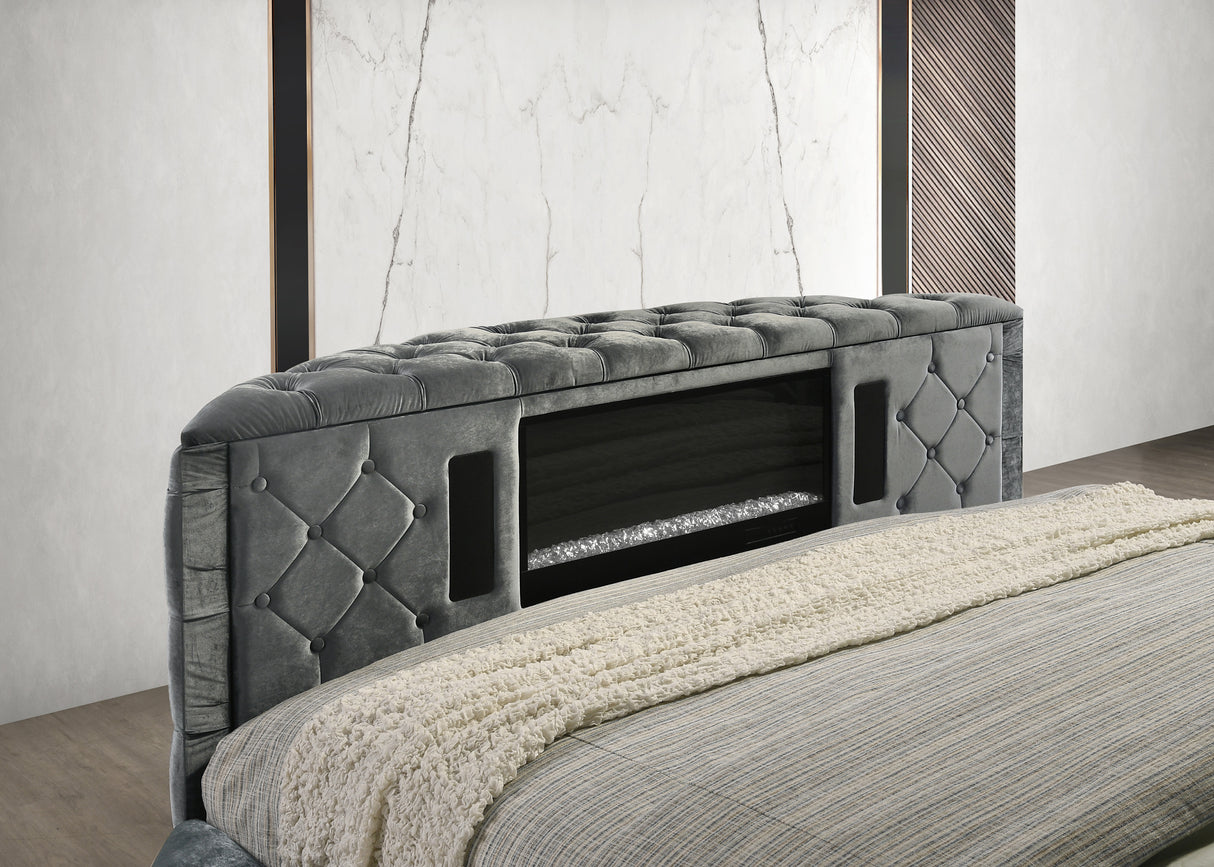Voltare Grey King Storage Bed