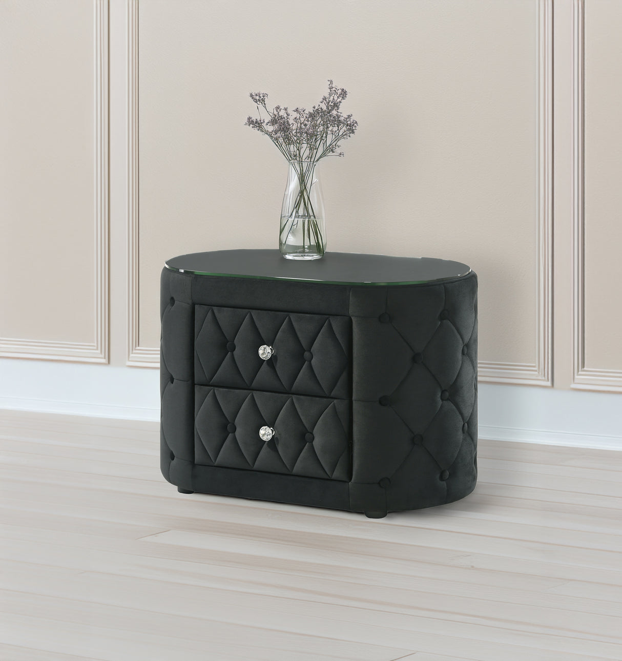 Voltare Fireplace/Tv Lift Bed Black nightstand