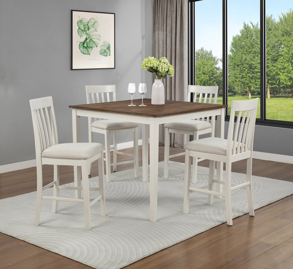Brody 5pk Ct Height Table Set Wh/Brown