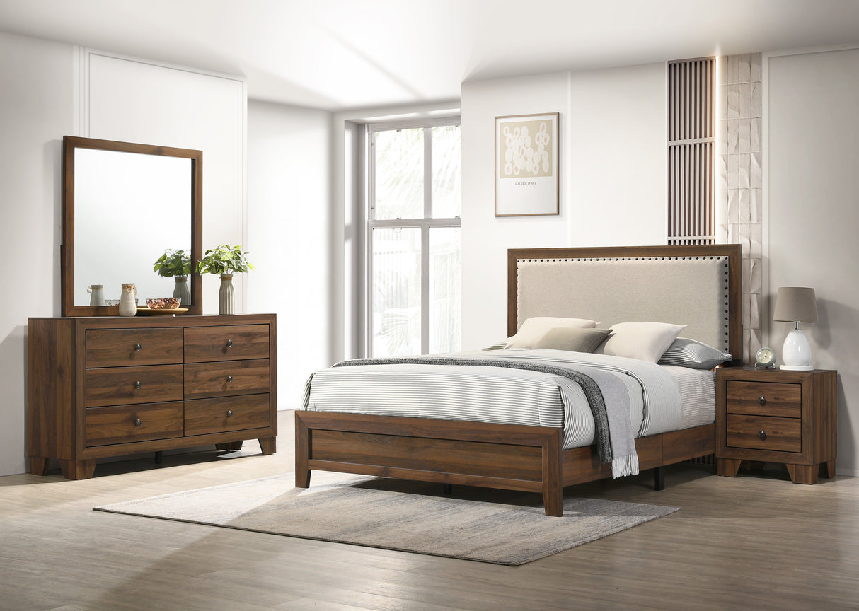 Millie Upholstered Bed Group Brown set