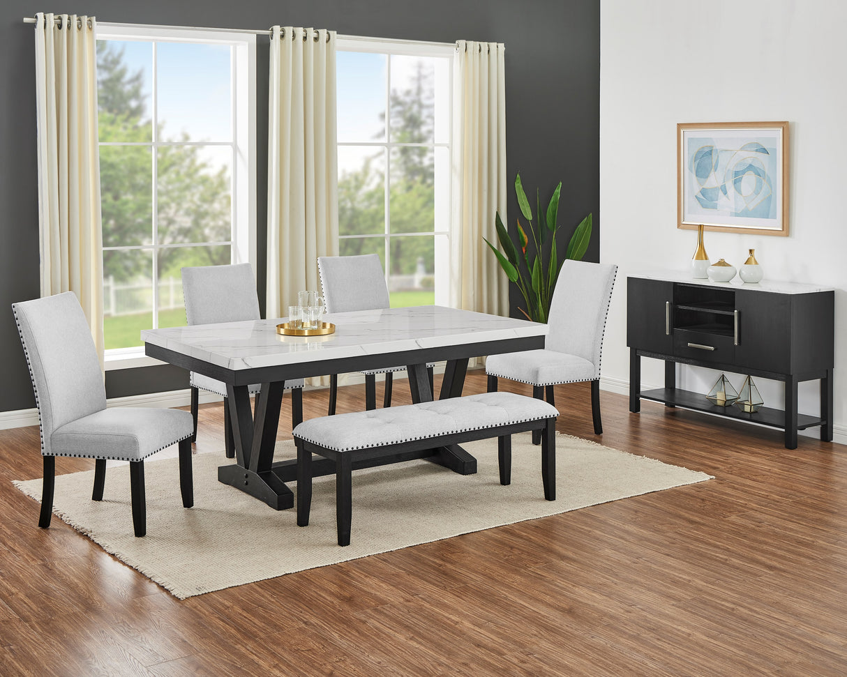 Vance Faux Table/Side Chairs,Bench