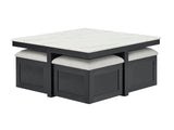 Marta Coffee Table with 4 Storage Ottomans