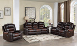 Harlow manual reclining loveseat with console, brown