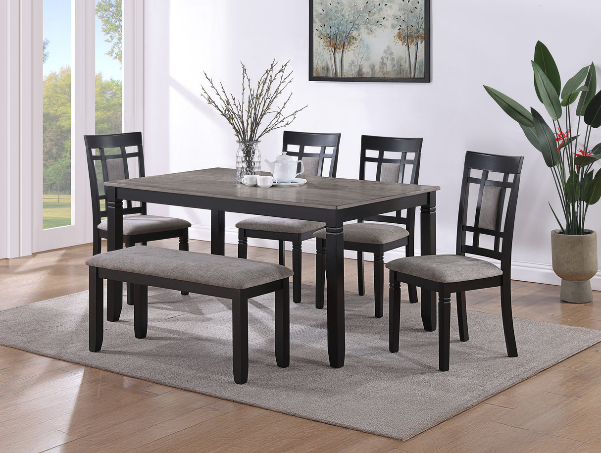 Paige 6pk Dining Set with Bench L.Grey