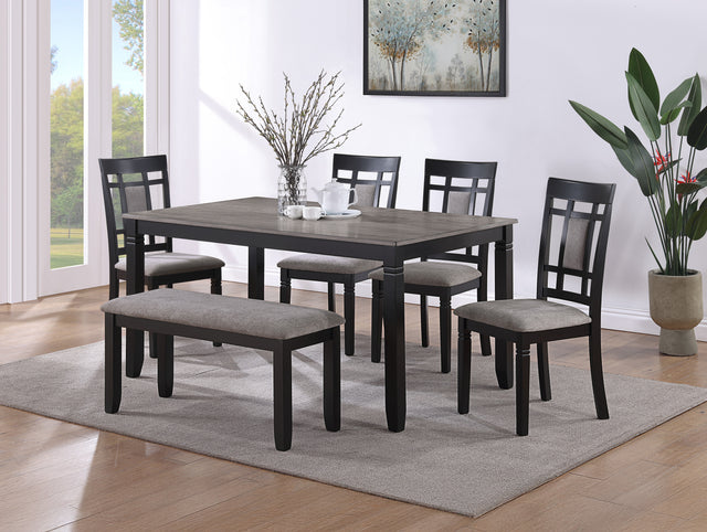 Paige 6pk Dining Set with Bench L.Grey