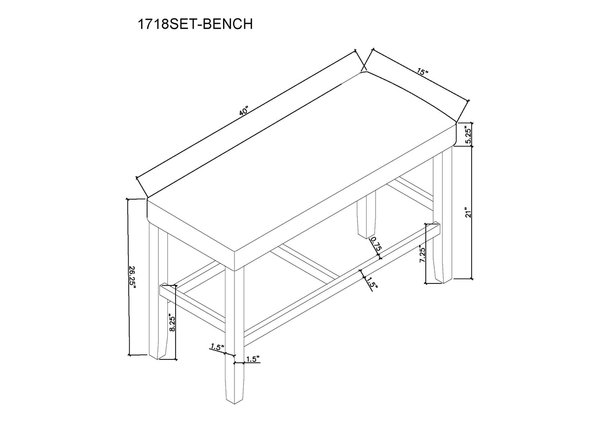 Marbel 5pk + Bench Counter Height