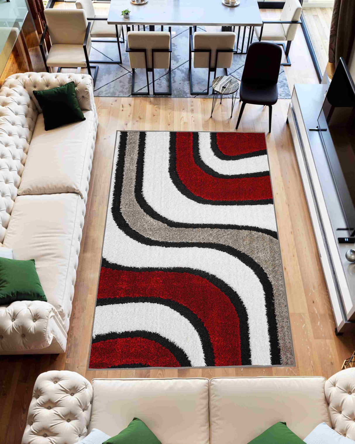 5d Shaggy Area Rug 6417 Red