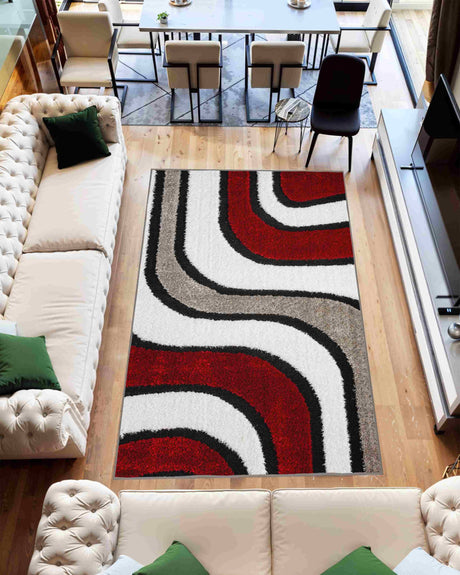 5d Shaggy Area Rug 6417 Red