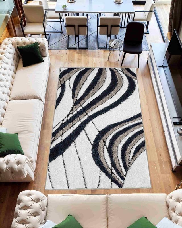5d Shaggy Area Rug 6418 Navy