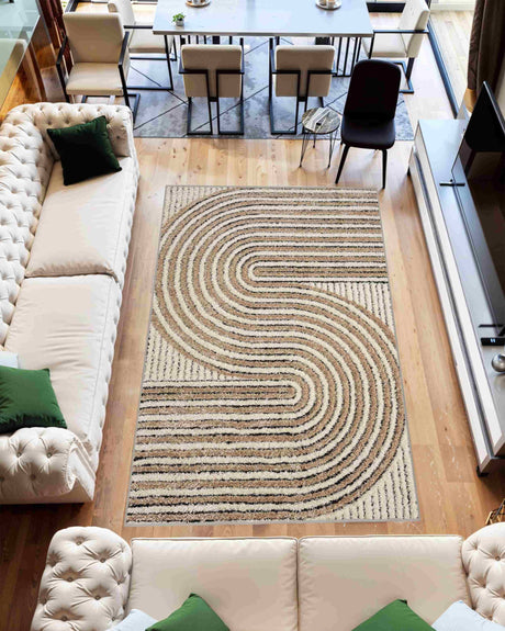 5d Shaggy Area Rug 6421 Cream