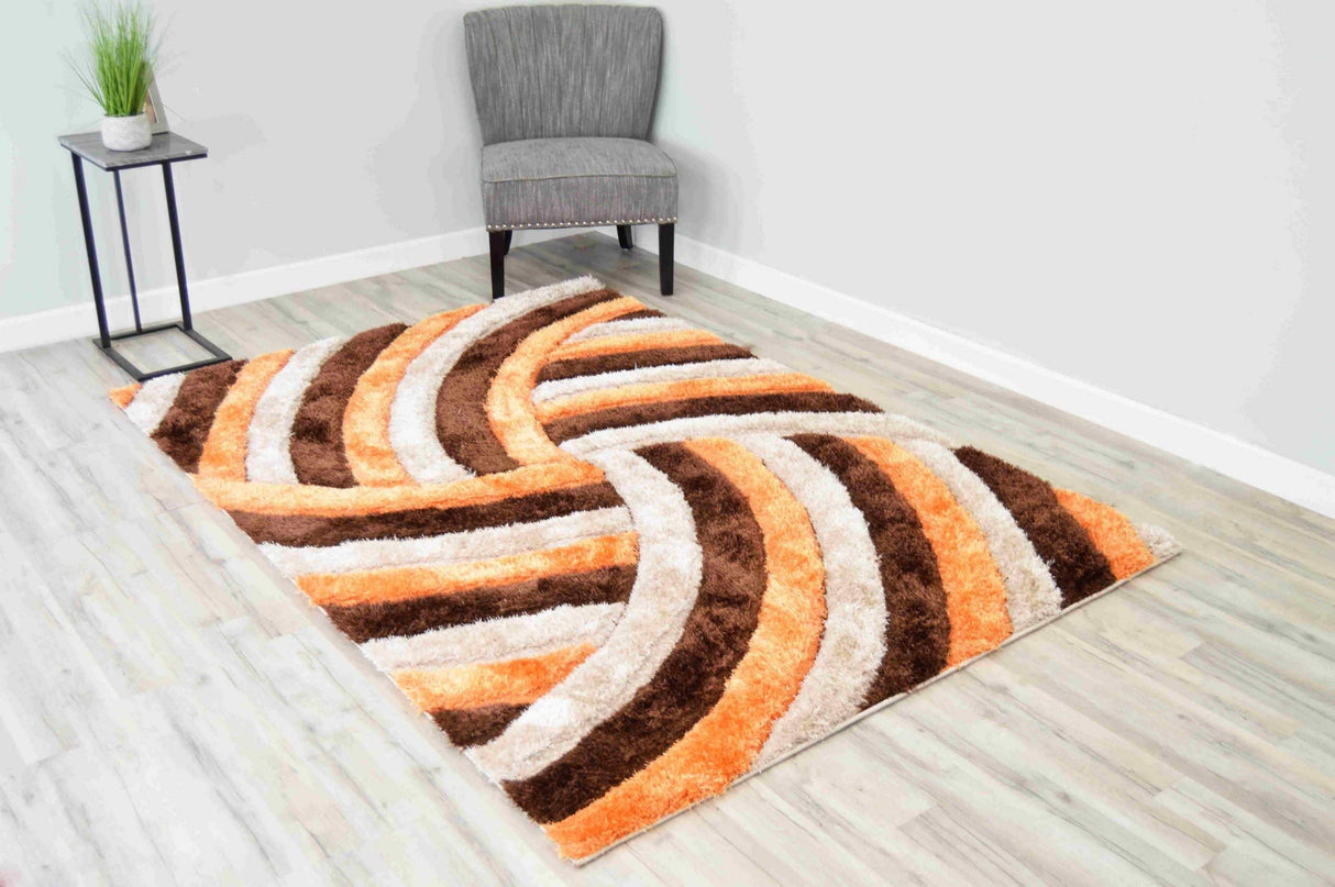 4d Shaggy Area Rug 6483 Brown-Orange
