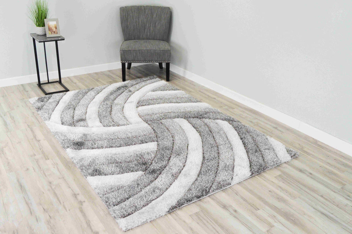 4d Shaggy Area Rug 6483 Grey