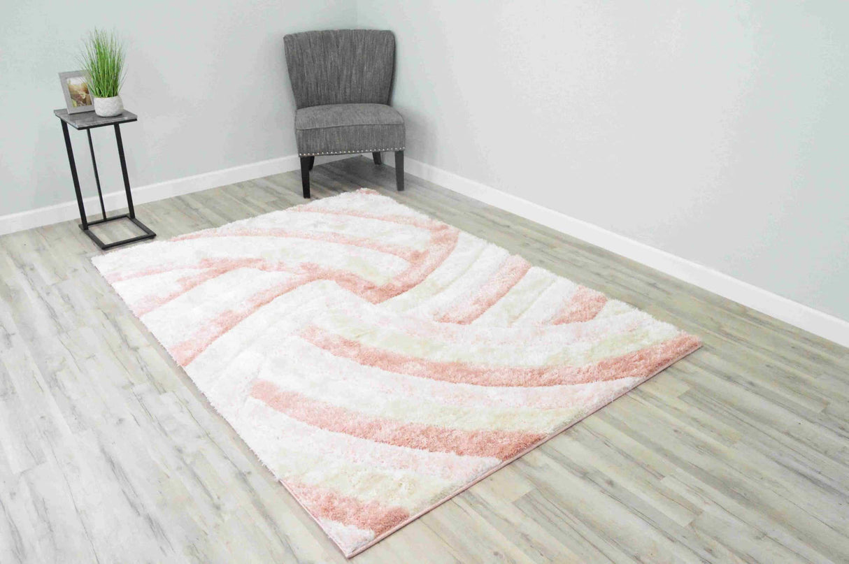 4d Shaggy Area Rug 6483 Pink