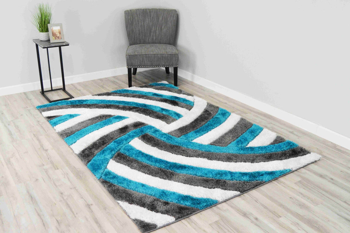 4d Shaggy Area Rug 6483 Turquoise
