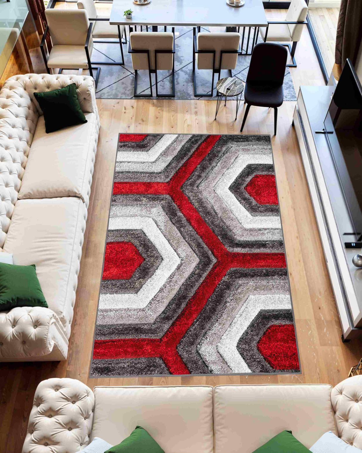 4d Shaggy Area Rug 6485 Red