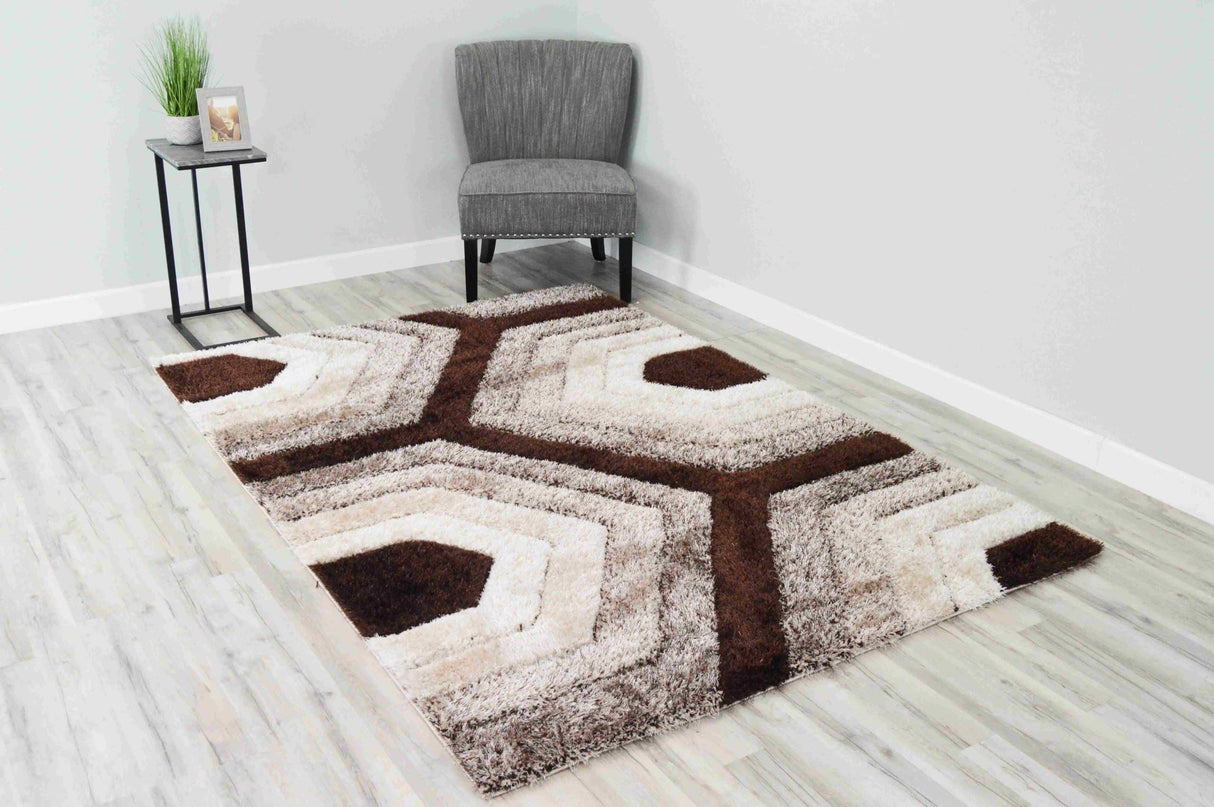 4d Shaggy Area Rug 6485 Brown