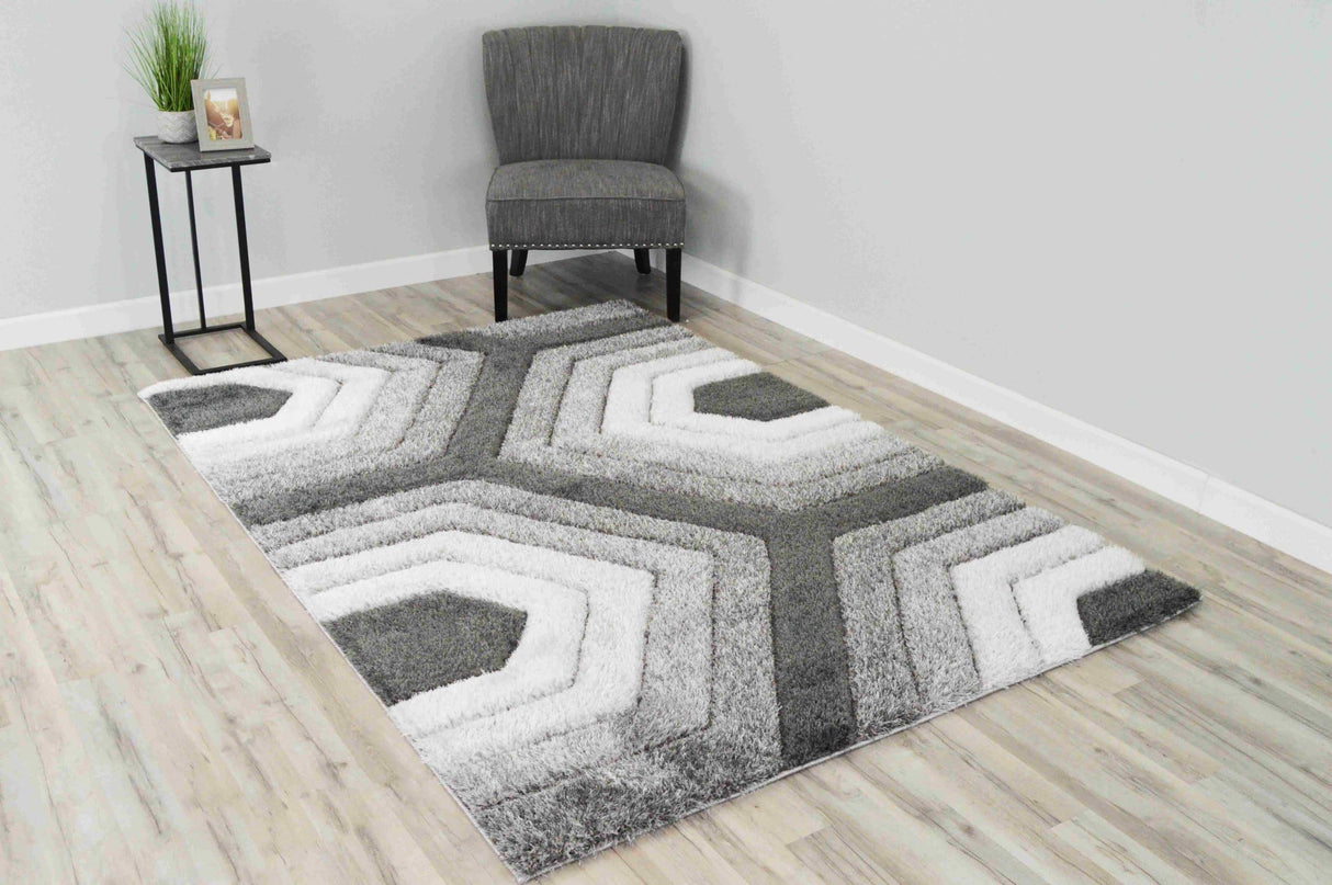 4d Shaggy Area Rug 6485 Grey