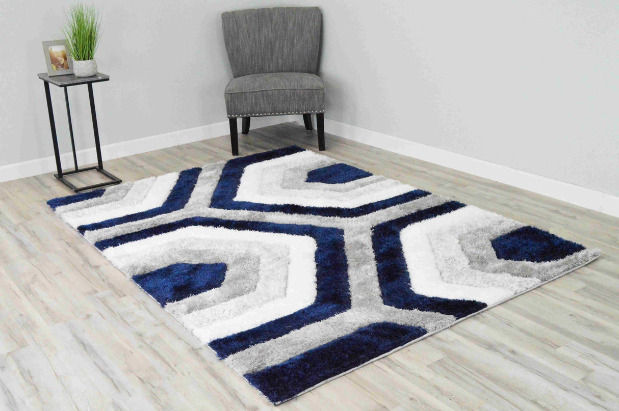 4d Shaggy Area Rug 6485 Navy
