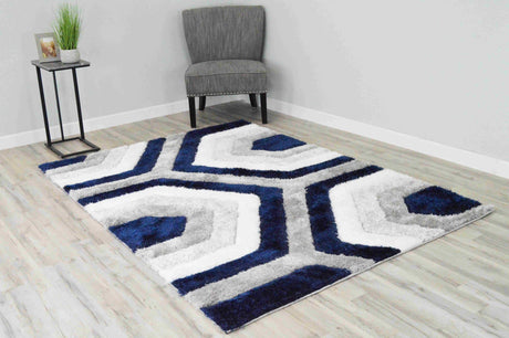 4d Shaggy Area Rug 6485 Navy