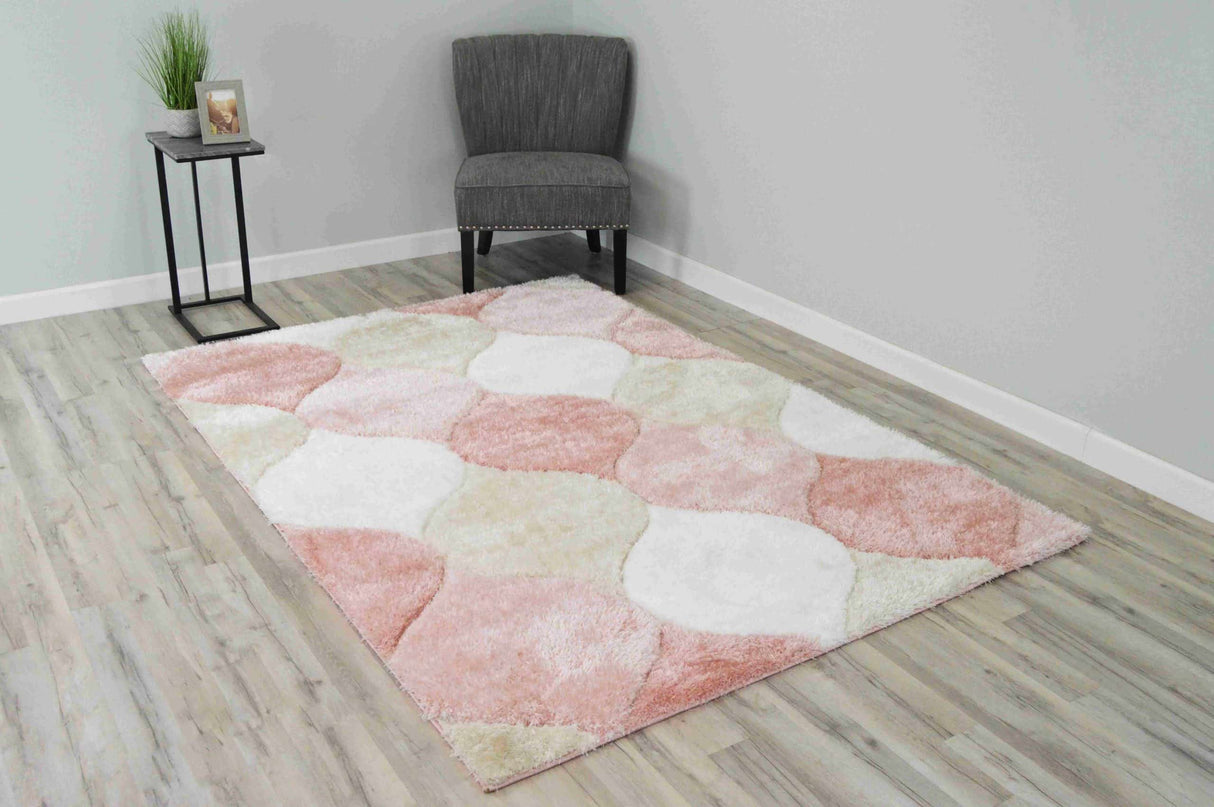 4d Shaggy Area Rug 6488 Pink