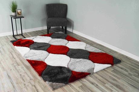 4d Shaggy Area Rug 6488 Red