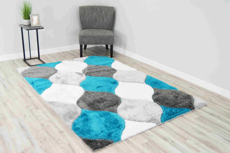 4d Shaggy Area Rug 6488 Turquoise