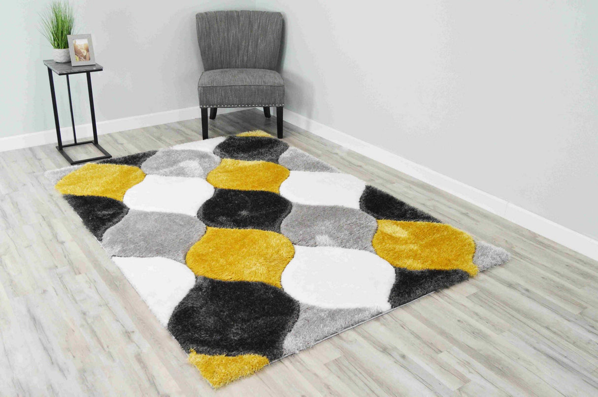4d Shaggy Area Rug 6488 Yellow