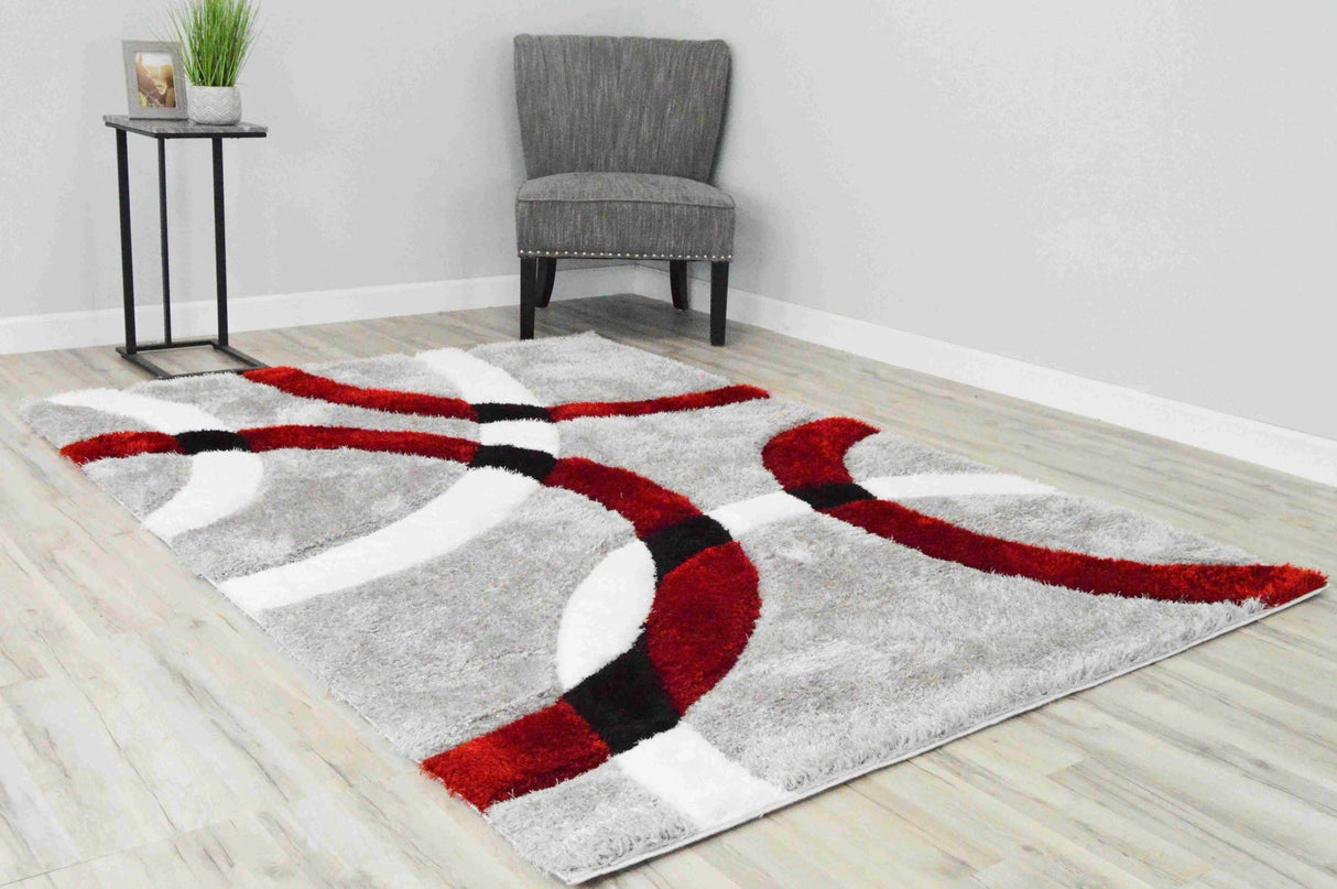 4d Shaggy Area Rug 6491 Red