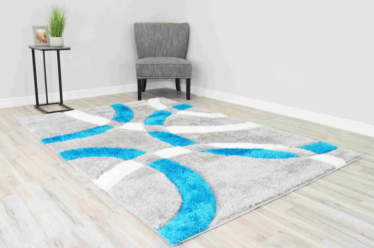 4d Shaggy Area Rug 6491 Turquoise