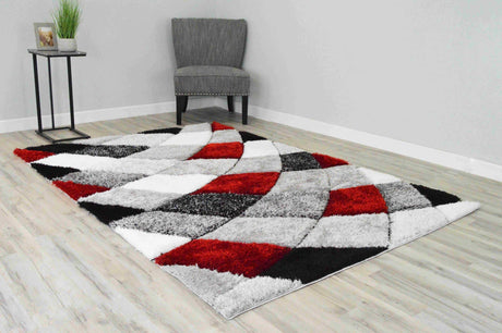 4d Shaggy Area Rug 6492 Red