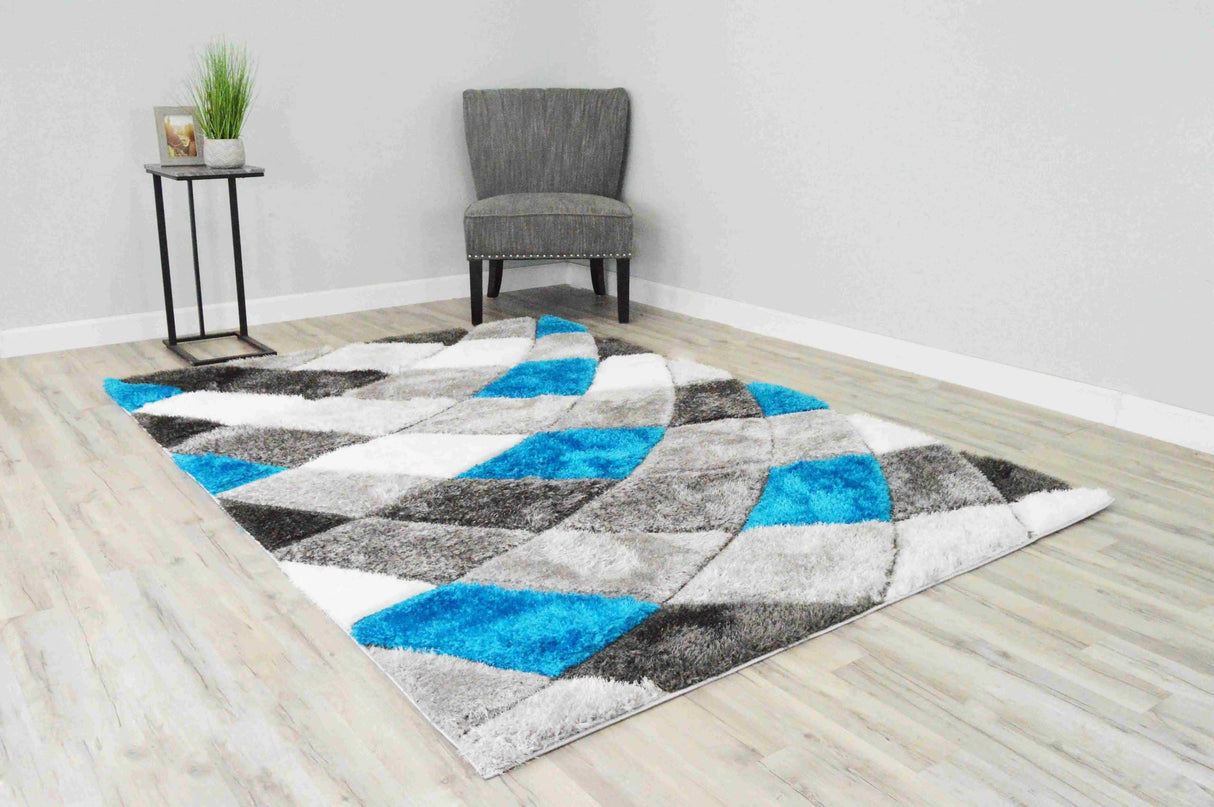 4d Shaggy Area Rug 6492 Turquoise