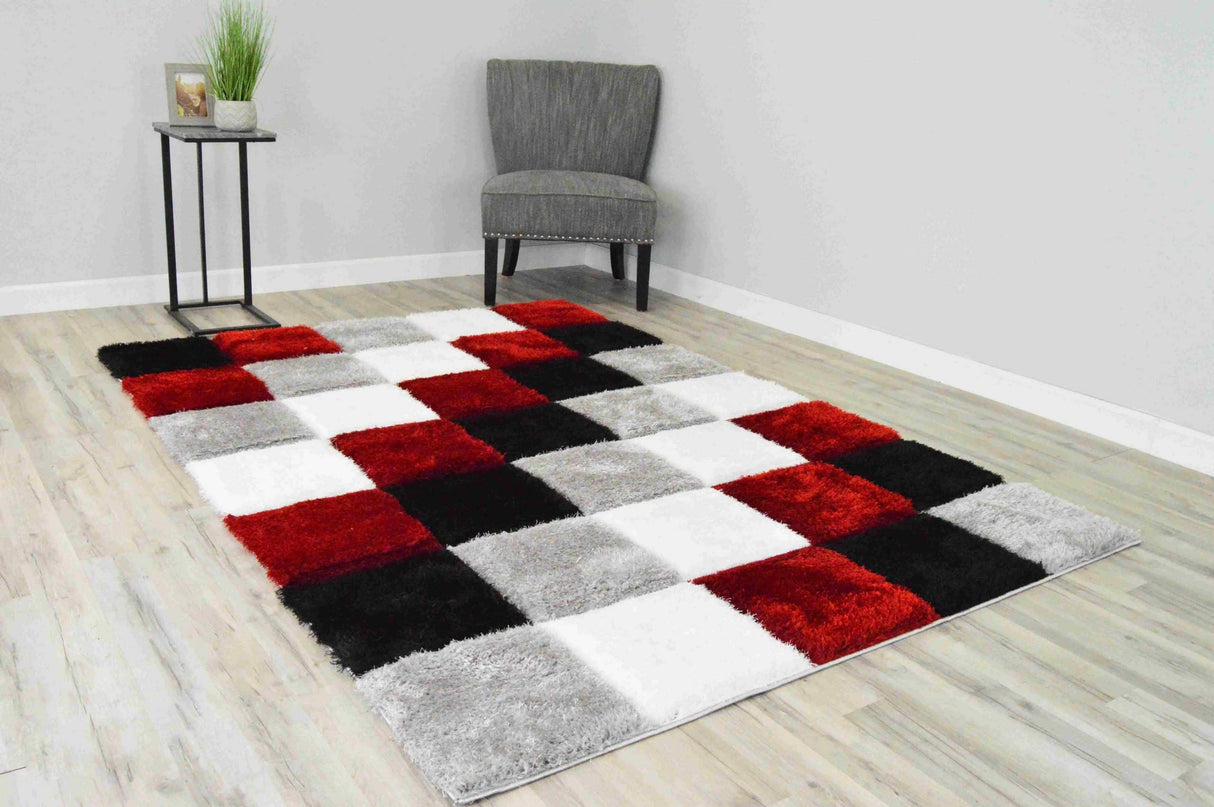 4d Shaggy Area Rug 6493 Red