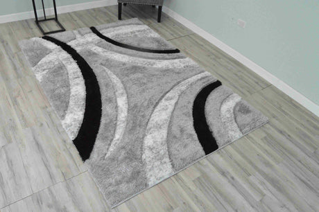 4d Shaggy Area Rug 6495 Grey