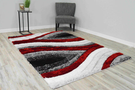 4d Shaggy Area Rug 6496 Red