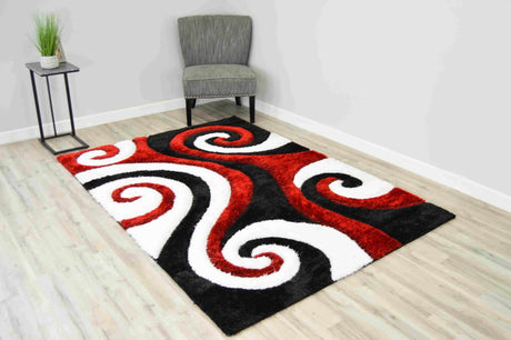 4d Shaggy Area Rug 6499 Red