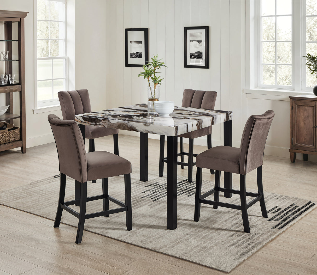 Vega Faux Marble Ct Height Dining