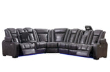 Zachary (Power) Rhf Sofa with Dropdown Table / Wireless Charger / Led Light / Power Headrest - Grey