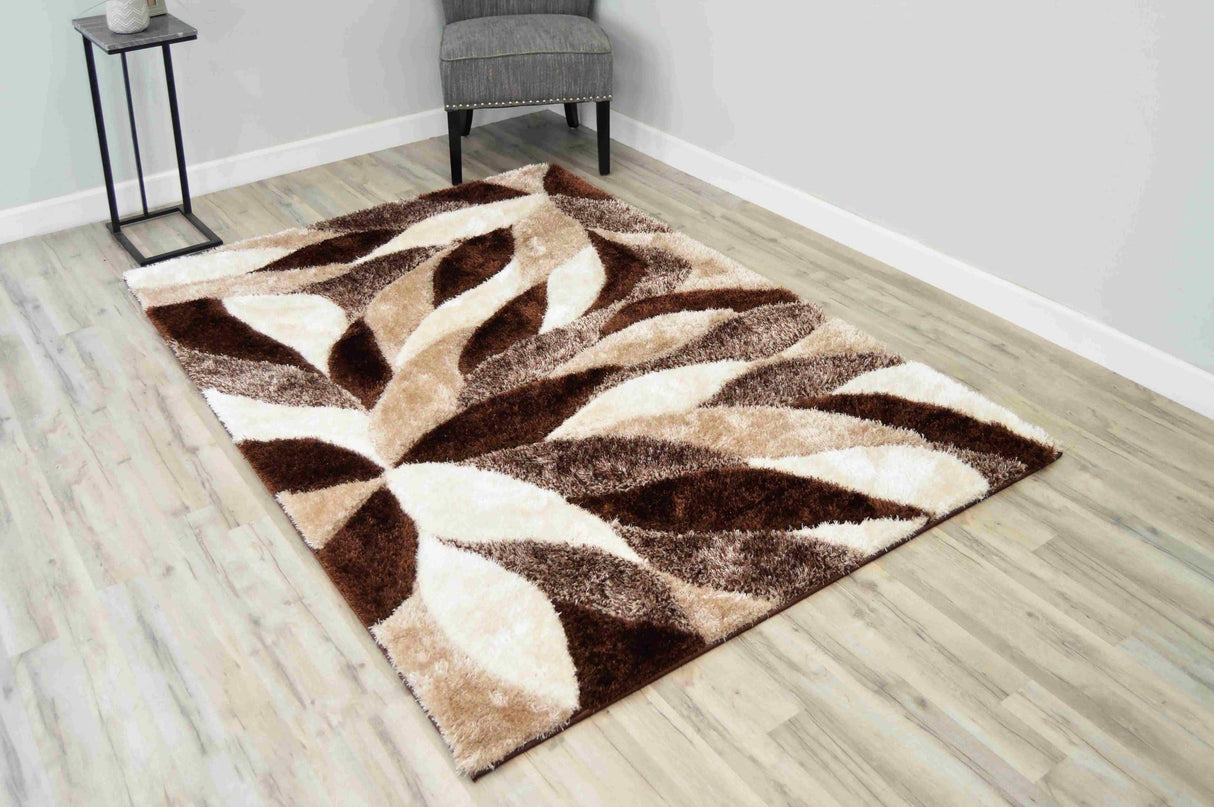 4d Shaggy Area Rug 6994 Brown