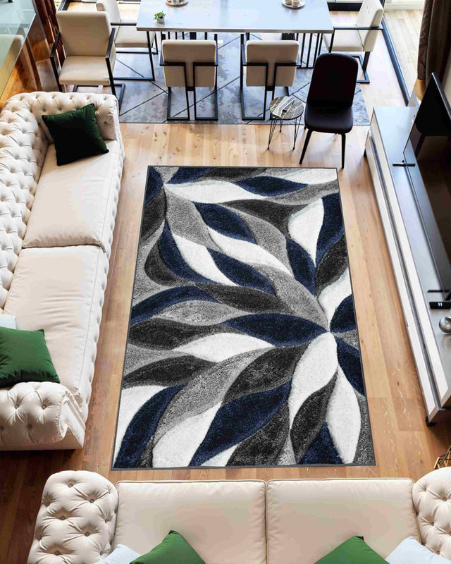 4d Shaggy Area Rug 6994 Navy