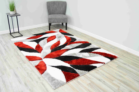 4d Shaggy Area Rug 6994 Red