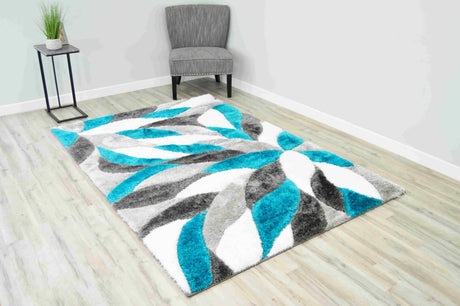 4d Shaggy Area Rug 6994 Turquoise