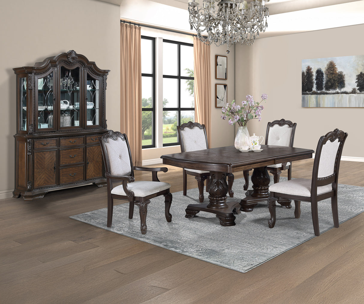 Kiera Dining Set-Coffee Brown