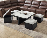 Marta Coffee Table with 4 Storage Ottomans