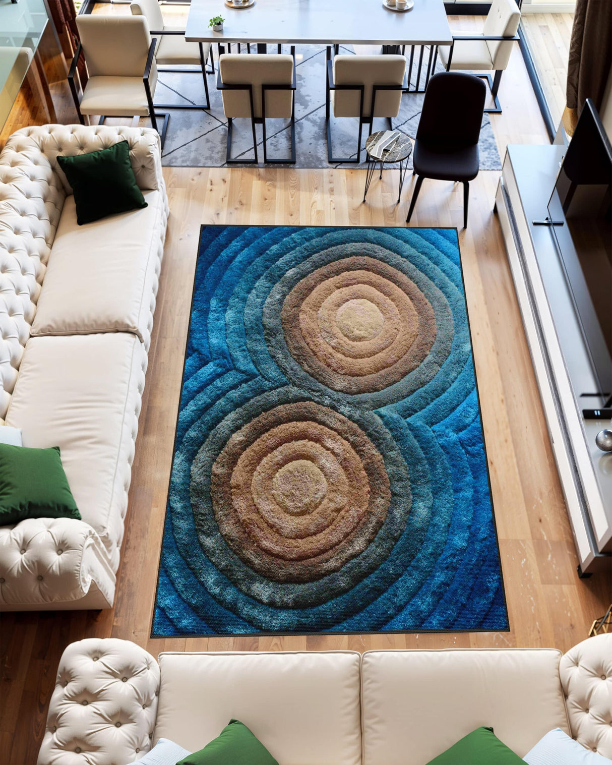 3d Shaggy Area Rug 879 Blue