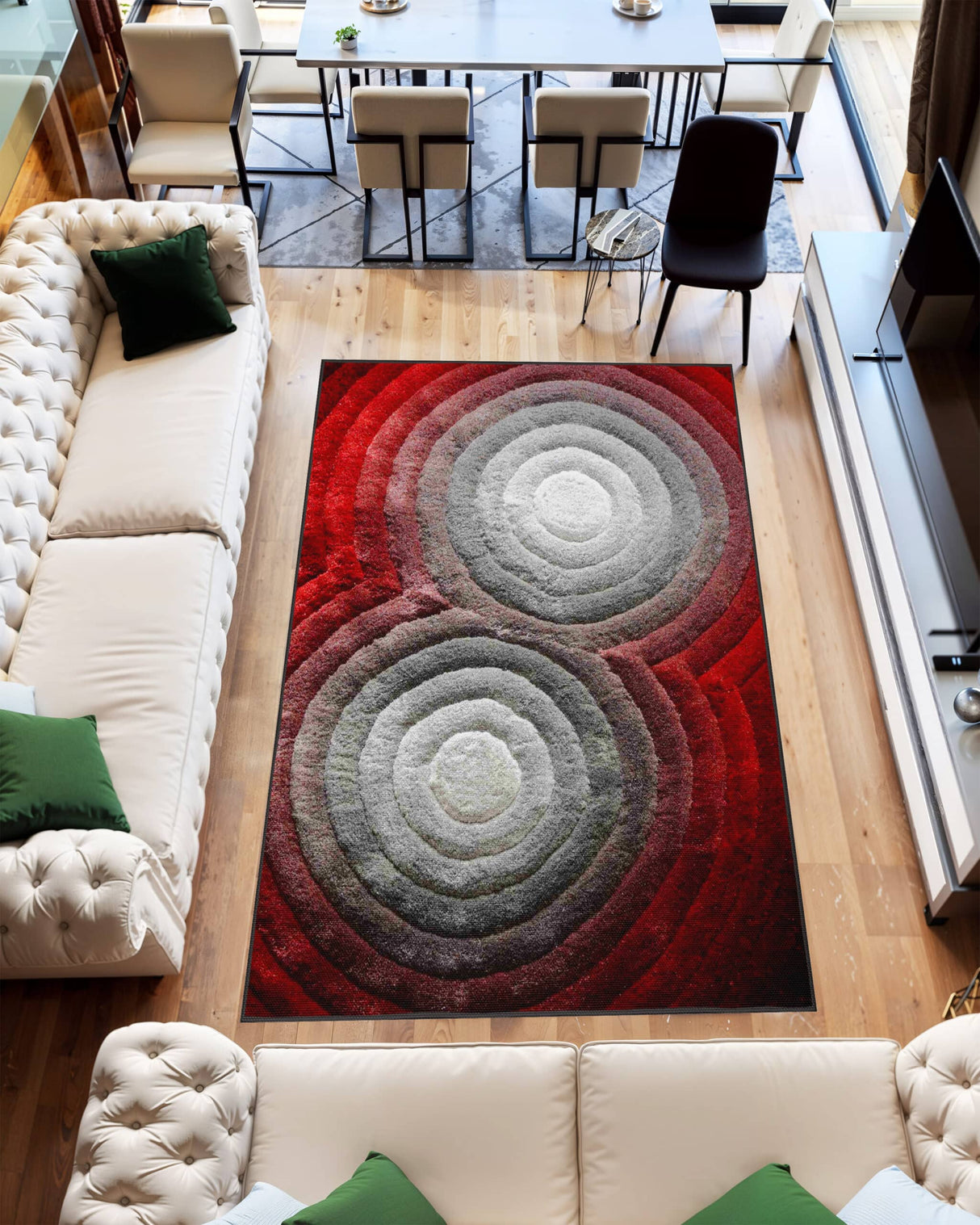3d Shaggy Area Rug 879 Red