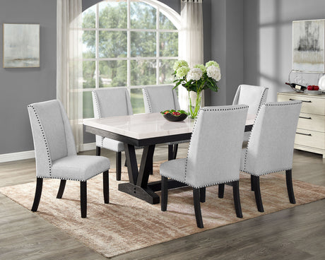 Varley Marble Table/Wing Chairs,Bench